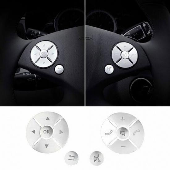 Matte Silver Front Steering Wheel Frame Cover 12pcs For Benz C-Class 2007-2010