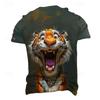 Men's Tiger Funny Short Sleeve T Shirt 3D Print Crew Neck Shirt Exaggerated Designer Party Summer Spring Clothing