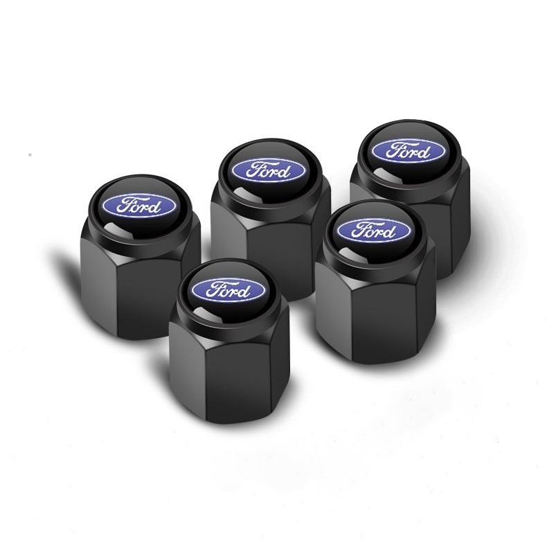 5 PCS Set Car Logo Wheel Tire Metal Valve Cap Air Valve Cover Sticker For Ford Focus Mondeo Mustang Kuga MK2 MK3 Party ST Line UH4