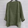 Men's And Women's Fashion Matching Cotton-Linen Solid Color Casual Loose V-Neck Long-Sleeved Shirt T-Shirt Top