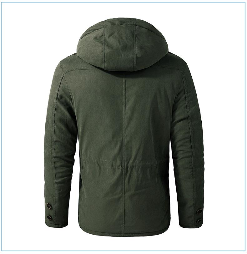 Men's American Plus Size Mid-Length Fleece-Lined Thick Cotton Coat for Sub-Zero Temperatures