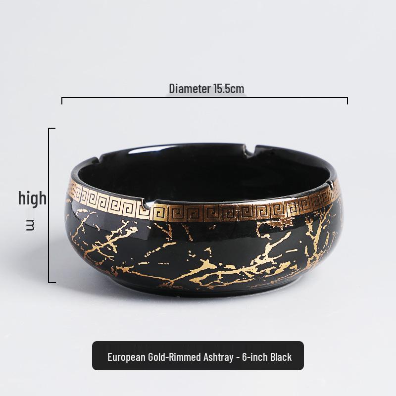 Luxury Gold-Plated Ceramic Ashtray for Home or Office