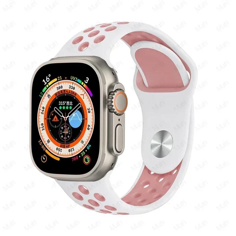 

Sport straps for apple watch Series 10 42mm 46mm band ultra 2 49mm 40mm-44mm 45mm 41mm silicone band iwatch 10 9 8 7 6 SE 5 4 3 42-44-45-49-S10 46mm&M-L