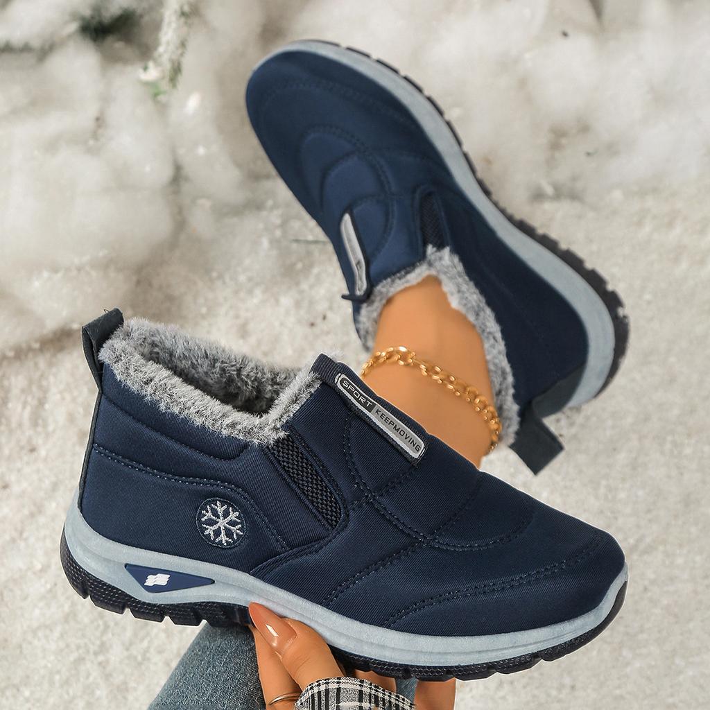 Women's Winter Boots Warm Shoes Round Toe Flat Shoes Solid Color Comfortable for Casual Boots