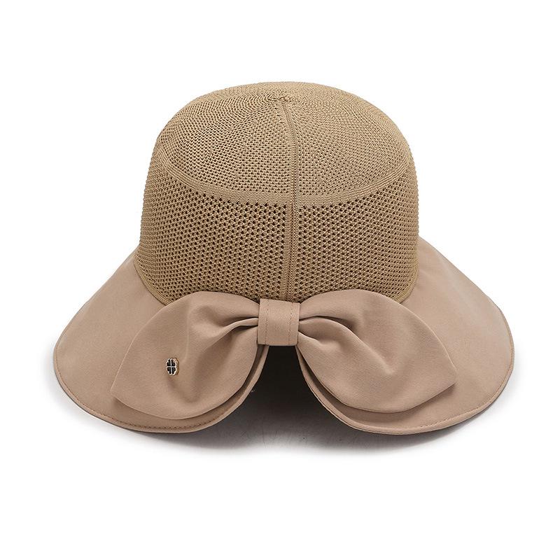 Korean Style Women's Trendy Large Brim Sun Hat with Bowknot - Foldable Bucket Hat for Vacation Travel