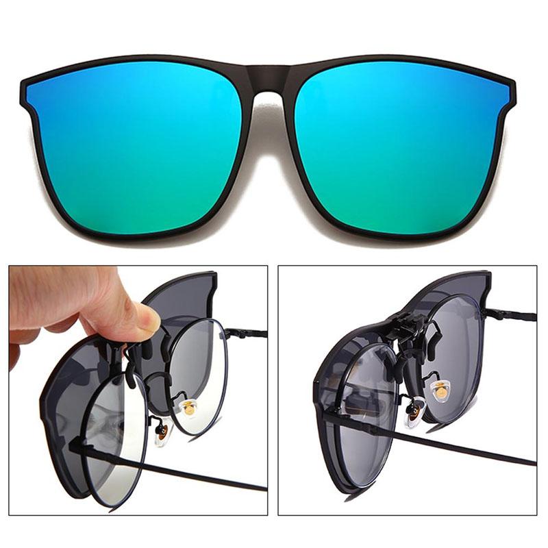 Clip On Sunglasses Men Photochromic Night Vision Anti Glare Vintage Square Glasses for Driving