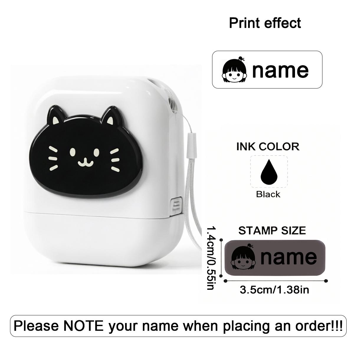 Custom Kids Name Stamp Signature Personalized Name Stamp Waterproof Ink Kindergarten Clothing Label Cute Customized Text Seal white cat girl1