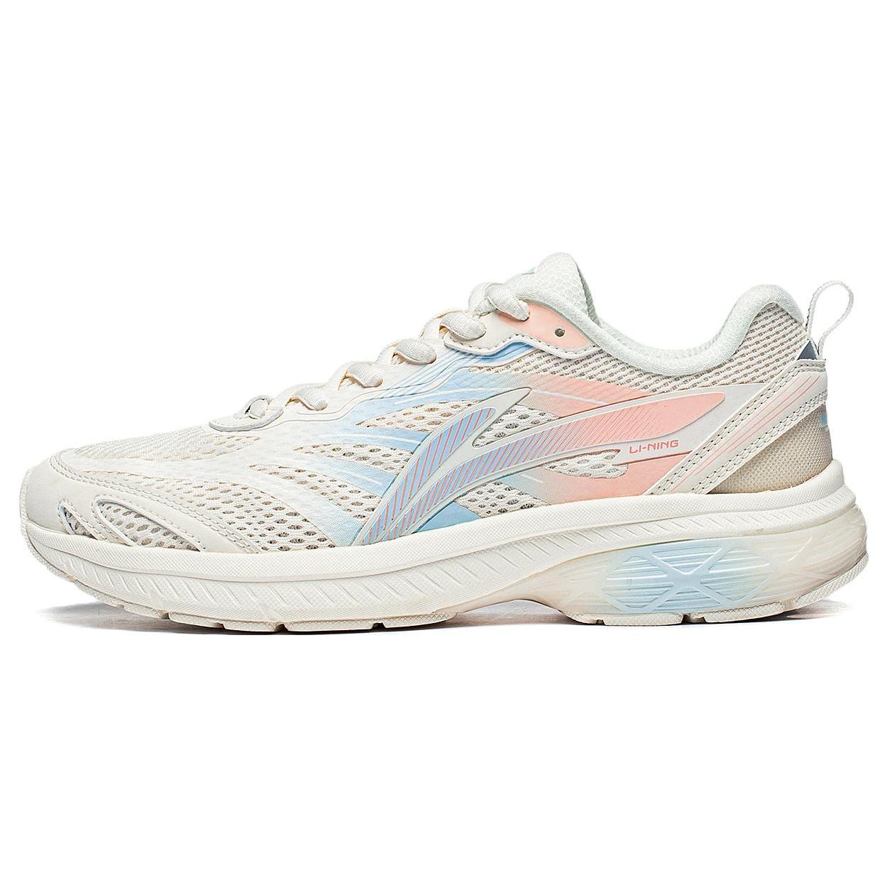 

New LiNing Chandelier Cushioned Slip Resistant Breathable Low Top Running Shoes Women s Beige Blue Pink ARXT014-8 35