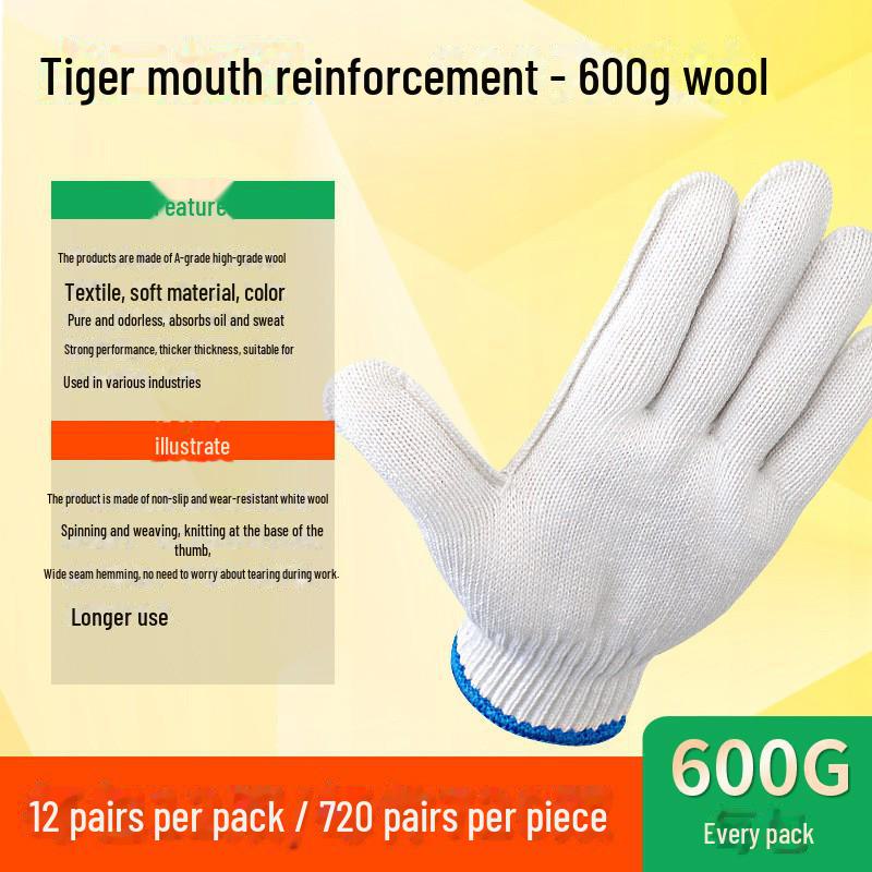 Cotton Yarn Work Gloves for Construction and Labor Protection