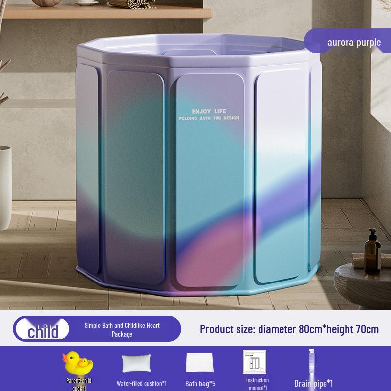 Portable Folding Bath Barrel for Adults & Children - PVC, No Installation Required