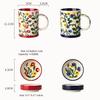Bohemian Style Raised Floral Mug, Large Capacity Colorful Flower Tea Cup with Handle,3D Embossed Floral Ceramic Mug