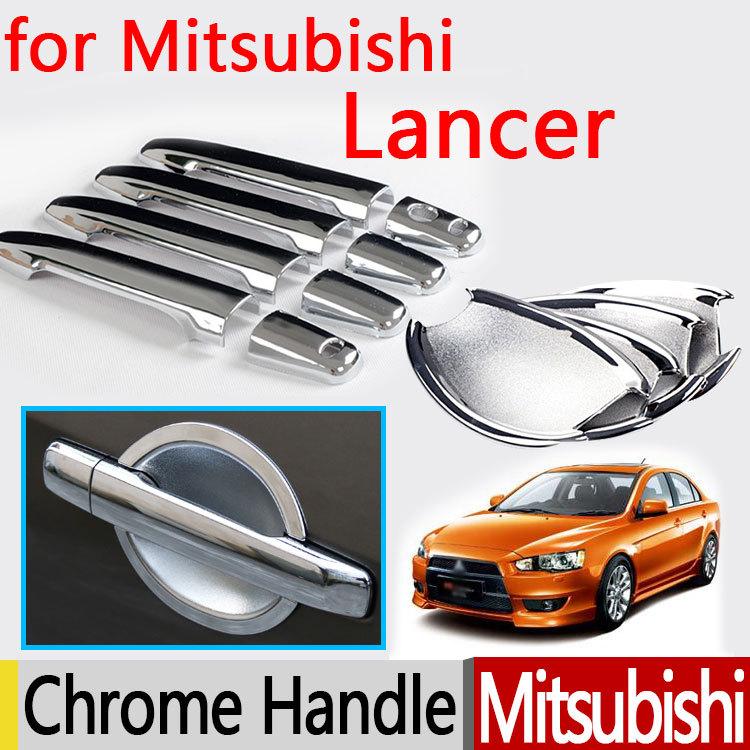 For Mitsubishi Lancer Accessories Chrome Door Handle Luxury No Rust Lancer 10 Lancer X Lancer EX Car Stickers Car Styling