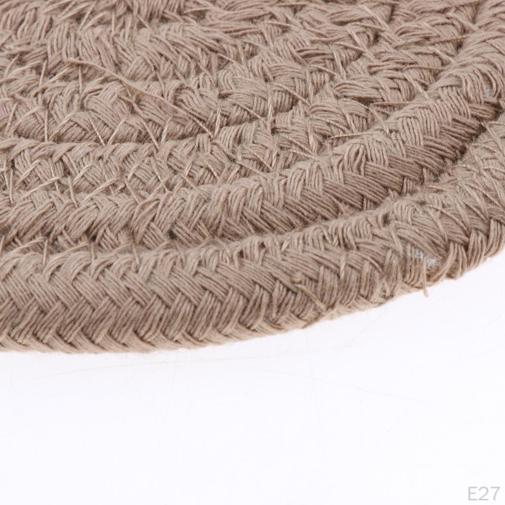 11cm 4.3 '' Table Mat Braided Cotton Round Rug Carpet Cut Kitchen Accessories