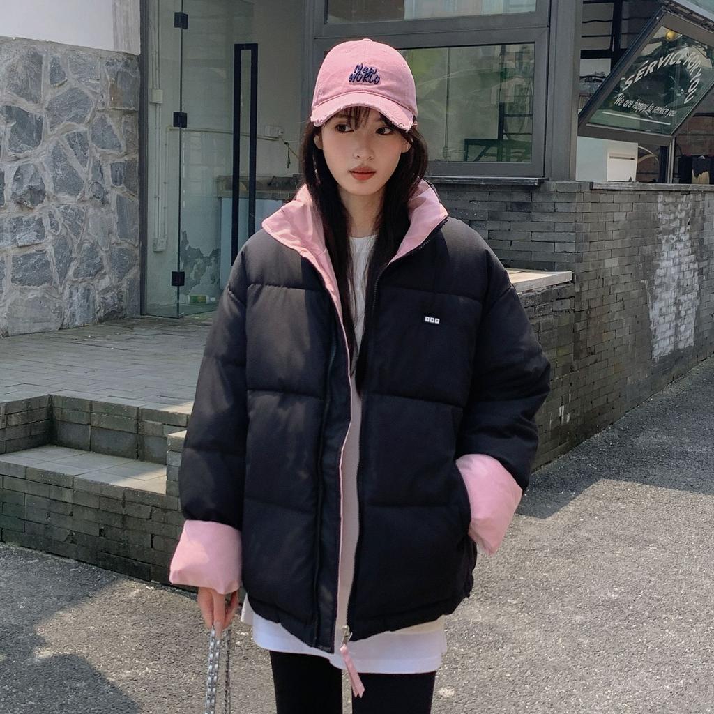 Down and cotton jacket women's winter 2025 new padded jacket Korean version student stand-up collar bread jacket thickened padded jacket