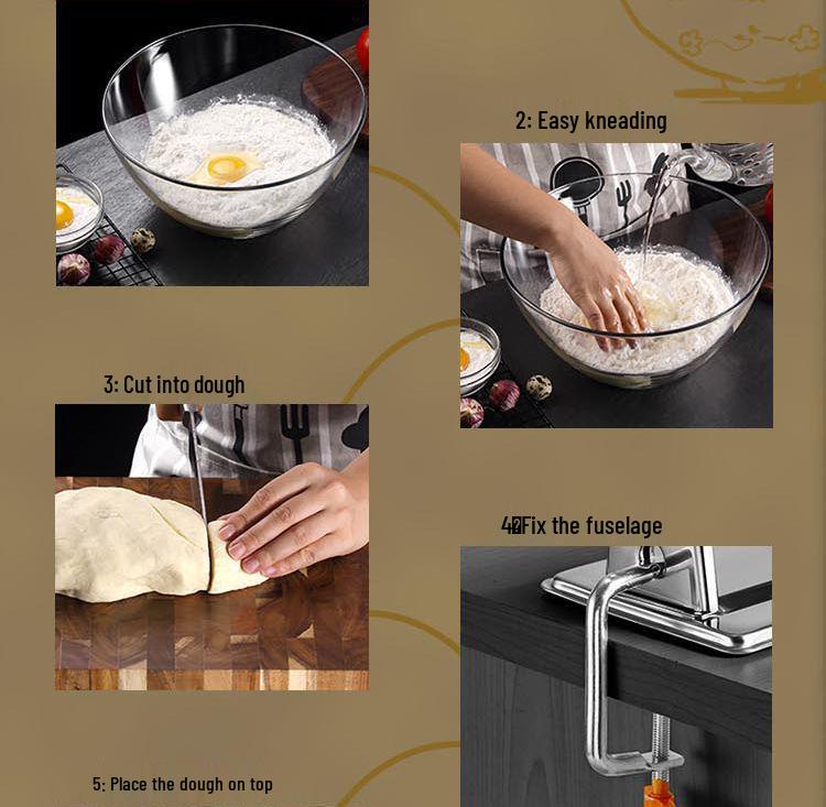 Stainless Steel Manual Pasta & Dumpling Maker: Hand-Cranked Noodle & Dough Sheet Machine