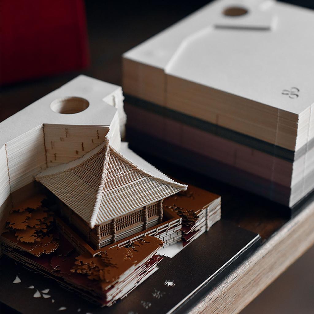 Maßgeschneiderter 3D Notizblock Papierbasteln Haftnotizen Lesezeichen Rosa Haus Villa Notizpapierwürfel für Freundinnengeschenke