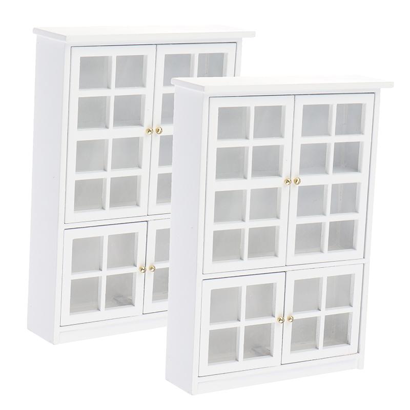 1:12 Dollhouse Miniature White Wood Cupboard Shelf Furniture Model