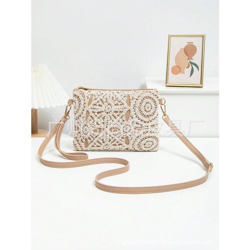 New Trend Hollow Flower Hand Bag Shoulder Crossbody Casual Small Square Bag Light Luxury Daily Matching
