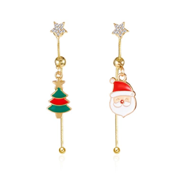 Chic Snowman Tassels Earrings Asymmetric Christmas Tree Dangle Jewelry For Women New Year Party Accessories