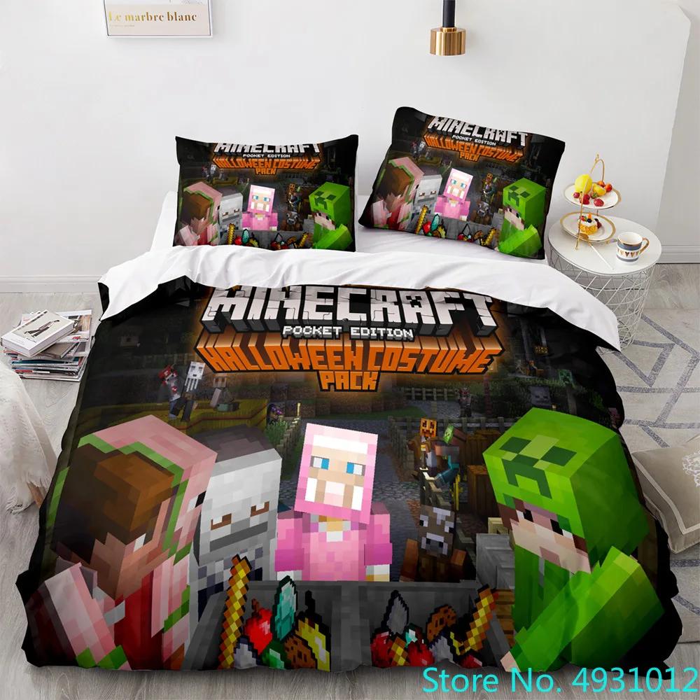 Anime Game My World Monster Hunters Bedding Set Duvet Cover Pillowcases Single Bedclothes Children'S Kids Adult Bedroom Decor