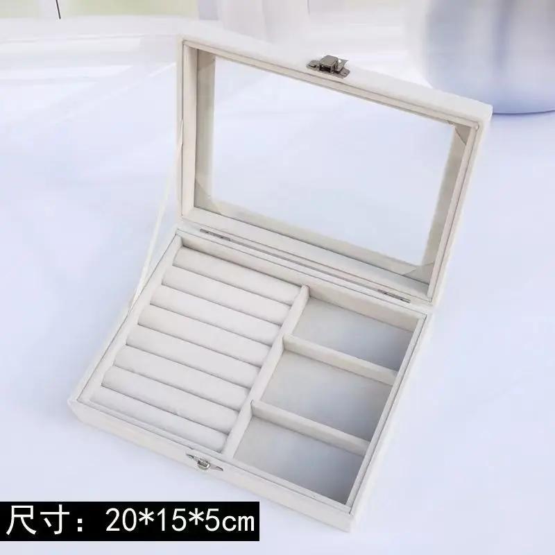 Flannelette Jewelry Box Velvet Glass Ring Earring Jewelry Display Organizer Box Tray Holder Storage Case Sorting Box