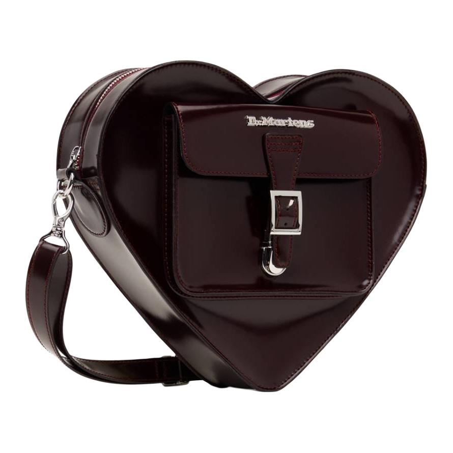 Ny Dr.Martens Lær Hjerteformet Veske, Ryggsekk, Skulderveske, Skulderveske Dame Burgund AD015601