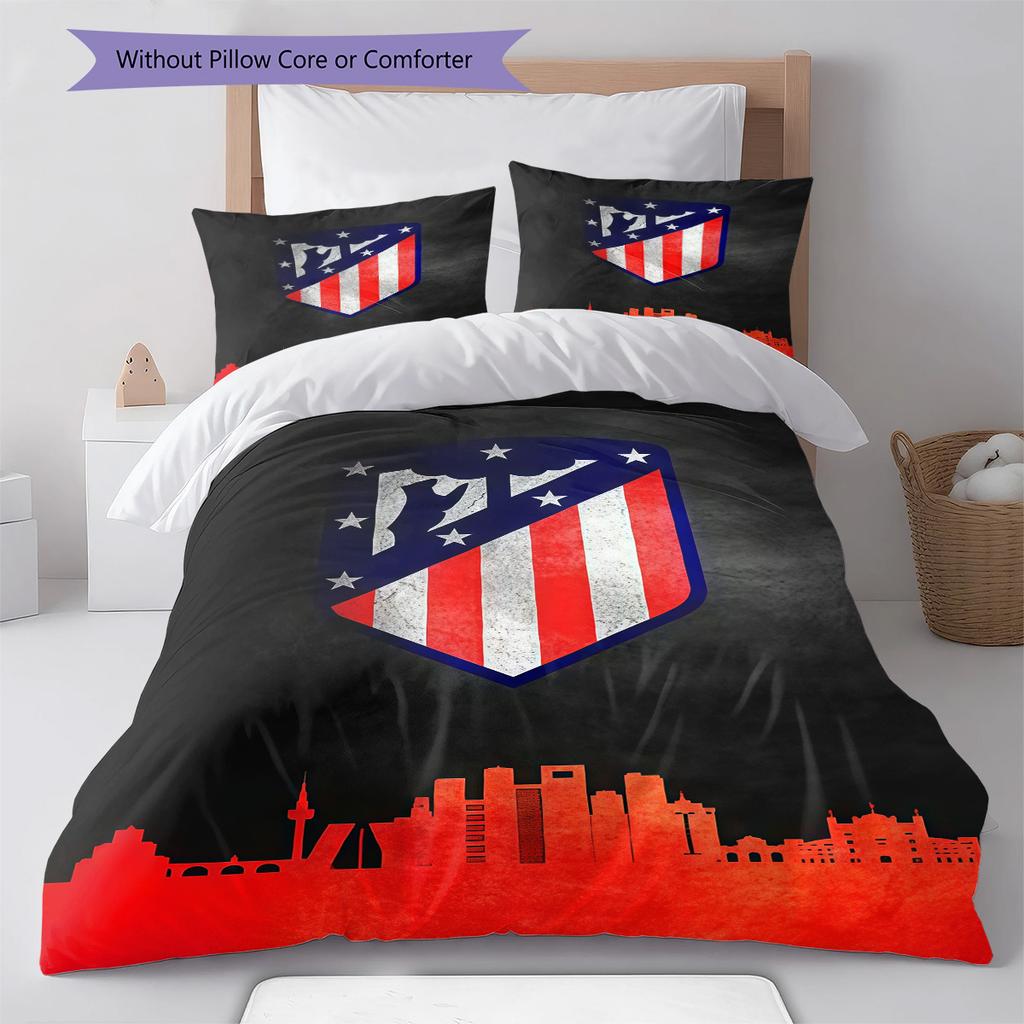 Juego de Edredón Ropa de Cama Atleti Funda de Edredón Funda de Almohada Decoración del Hogar Regalo de Cumpleaños (1 * funda nórdica + 2 * fundas de almohada, sin núcleo)