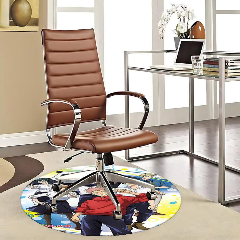 1pc Anime Cartoon Design Panda and Characters Round Carpet  Office Chair Mat 80cm