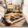 Süße Orange Katze am Nachmittag Bedruckter Teppich Wohnzimmer Schlafzimmer Sofa Teppich Dekor Rutschfeste Fußmatte Geschenke für Familie Freunde