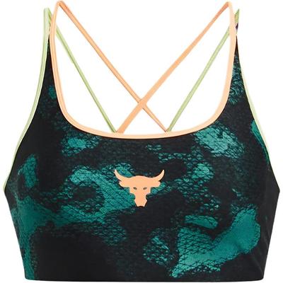 Project Rock Printed Medium-Support Crossback Sports Bra Women Underwear Seaside-Blue 1377953-722