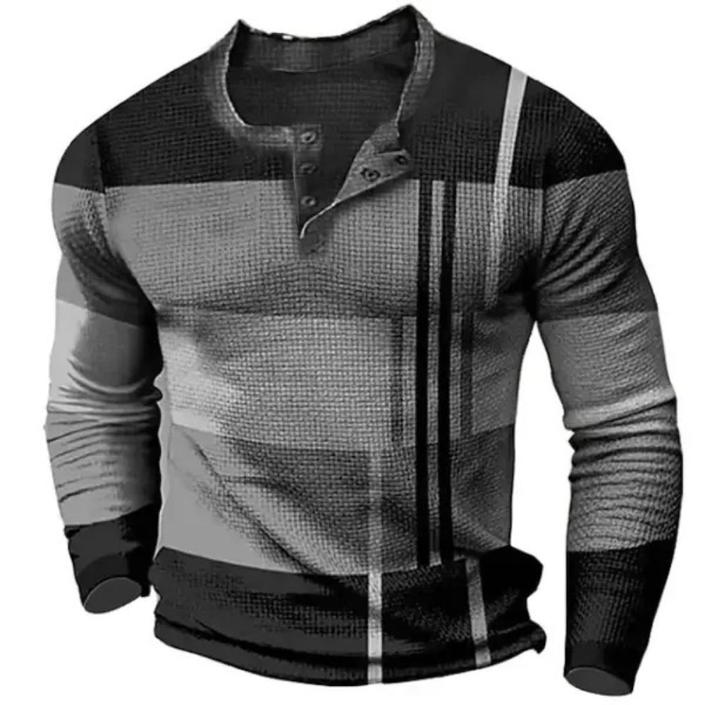 Maglietta vintage a maniche lunghe da uomo con stampa DTG 3D