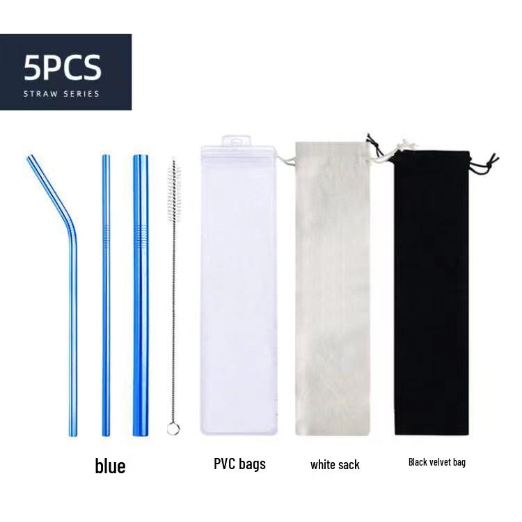 Titanium-Coated 304 Stainless Steel Straws - Colored Metal Straws Set for Coffee, Bubble Tea, & Iced Beverages
