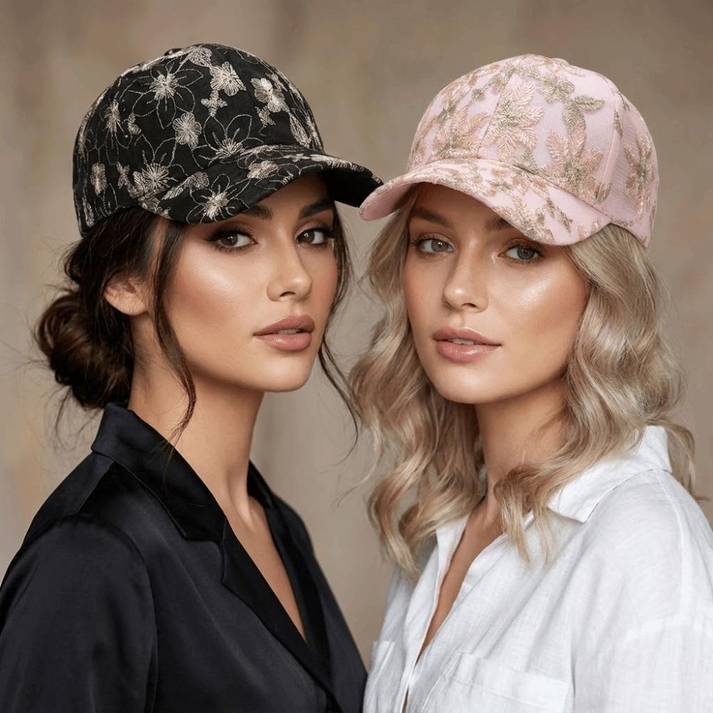 Adjustable Floral Lace Baseball Cap Hollow Outdoor Sun Hat Elegant Mesh Baseball Hat  For Women