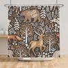 Renaiss Rustic Cabin Shower Curtain Brown Woodland Farmhouse Bath Curtain Hunting Deer Bear Elk Forest Wild Safair Bathroom Decor Animal Shower