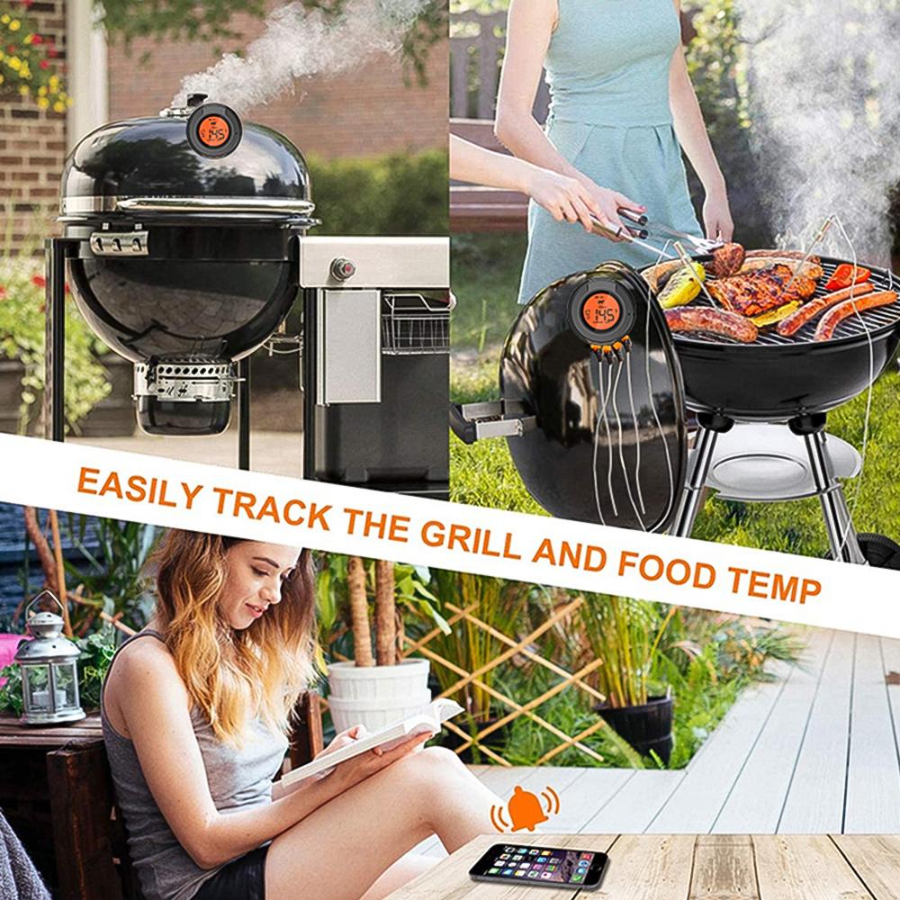 Wireless Meat Thermometer with 2 Probes 164FT BT4.2 APP Control IP64 Waterproof Meat Thermometer