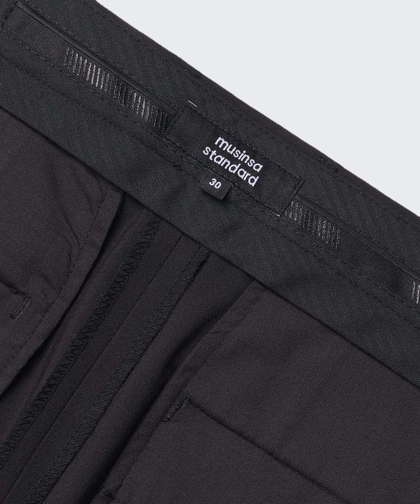 MUSINSA STANDARD [Cooltandard] Tapered Hidden Banding Crop Slacks [Dark Gray]