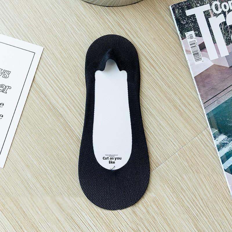 5 Pairs of Women's Summer Thin Ice Silk Sweat Absorption Shallow Mouth Invisible Short Boat Socks