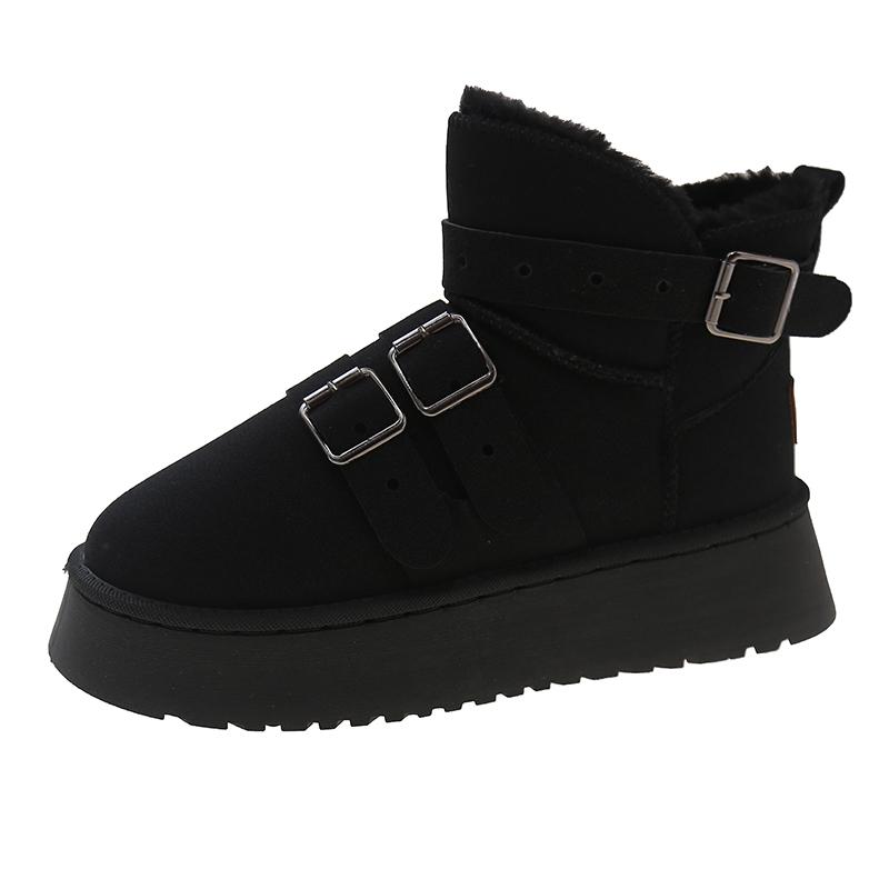 Fashion Women's Snow Boots Buckle Decoration Thick-soled Winter Warm Plush 2024 Hot Sale Fashion Solid Color Casual Comfortable Boots