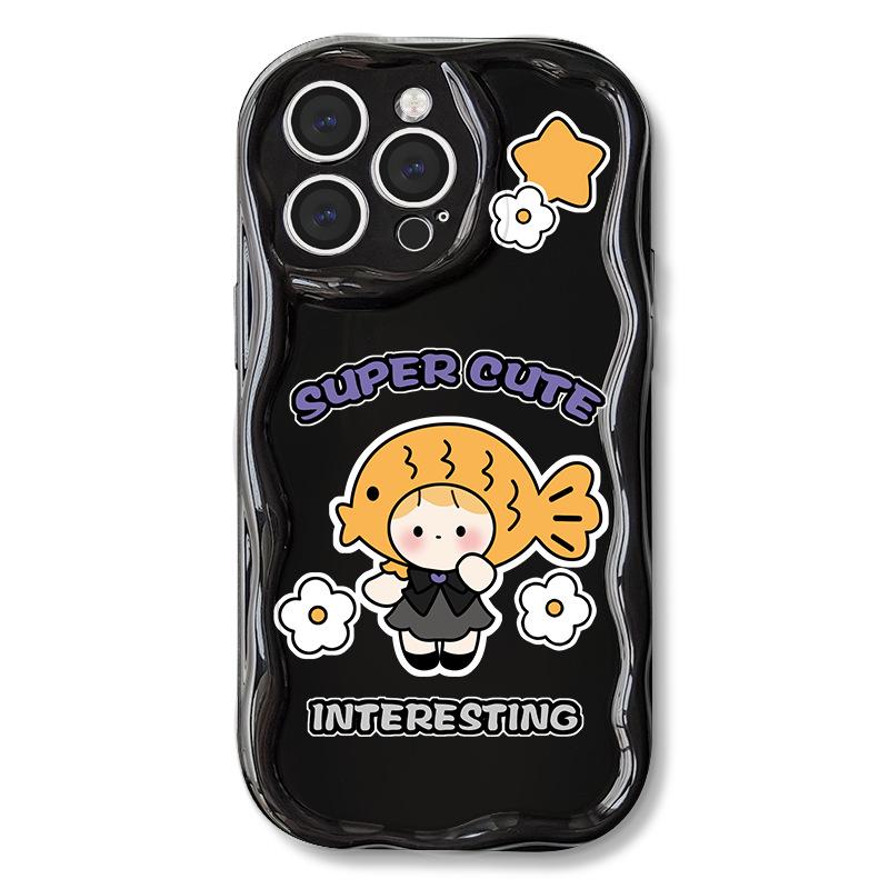 

Zhitai Full-Cover Silicone iPhone Case: Fits iPhone 15/14/13Pro/12, Cream & Cartoon Design iPhone 15 Pro Max