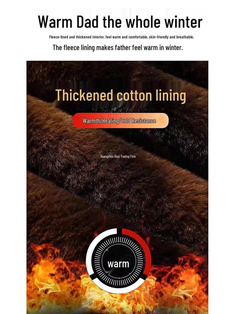 Men's Thick Velvet-Lined Winter Coat for Middle-Aged and Elderly