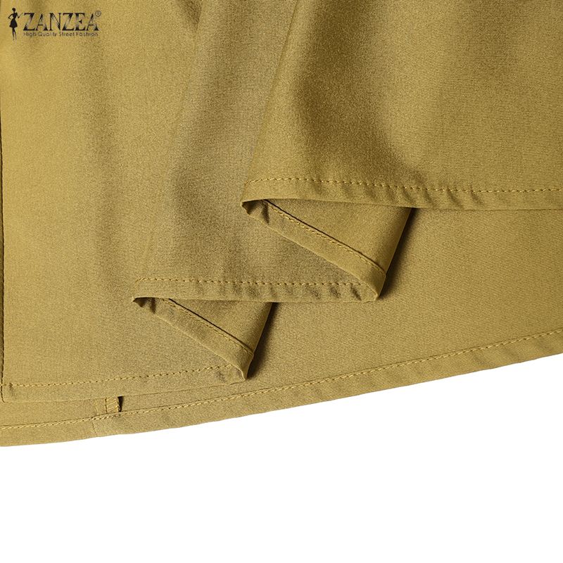 ZANZEA Women Casual V-neck Loose Long Sleeve Solid Blouse