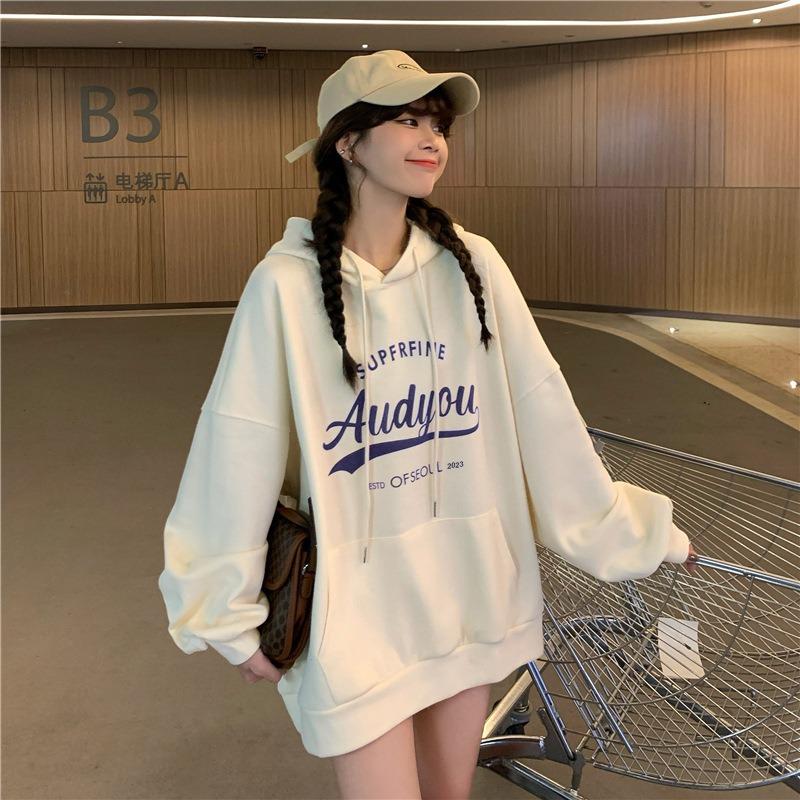 Hooded and Flannel Hoodie Top, Loose Fitting Hooded Hoodie for Women