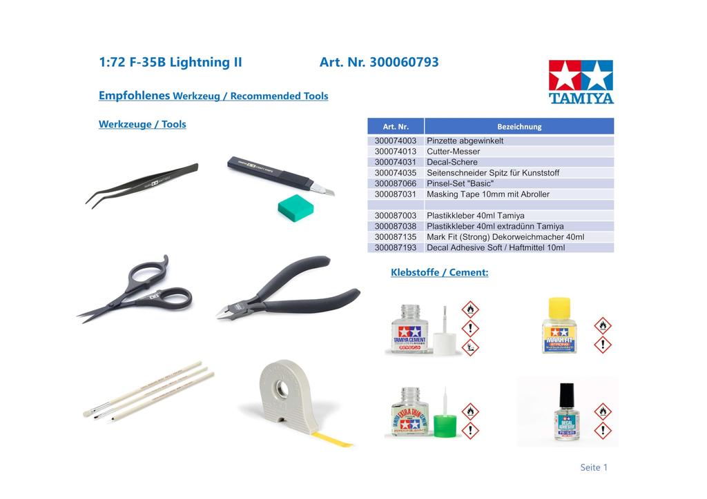 TAMIYA Warbird Collection Series Lockheed Martin Lightning II Plastic Model 60793 1/72 No.93 F-35B