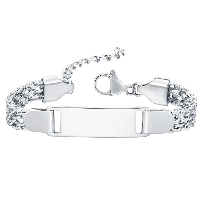 European-American Stainless Steel Mesh Bracelet: Women's & Children's Engravable Titanium Bangle