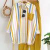 Summer Design Sense POLO Collar Striped Top Pants Suit Women