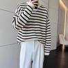 Men's Ripped Striped Knit Sweater: Autumn/Winter 2023 Casual Loose Long Sleeve
