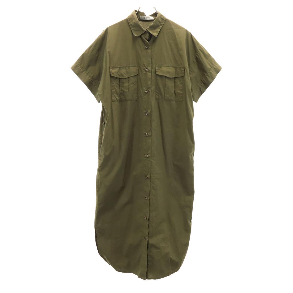 Nano Universe Short Sleeve Shirt Dress F Khaki Women Used
