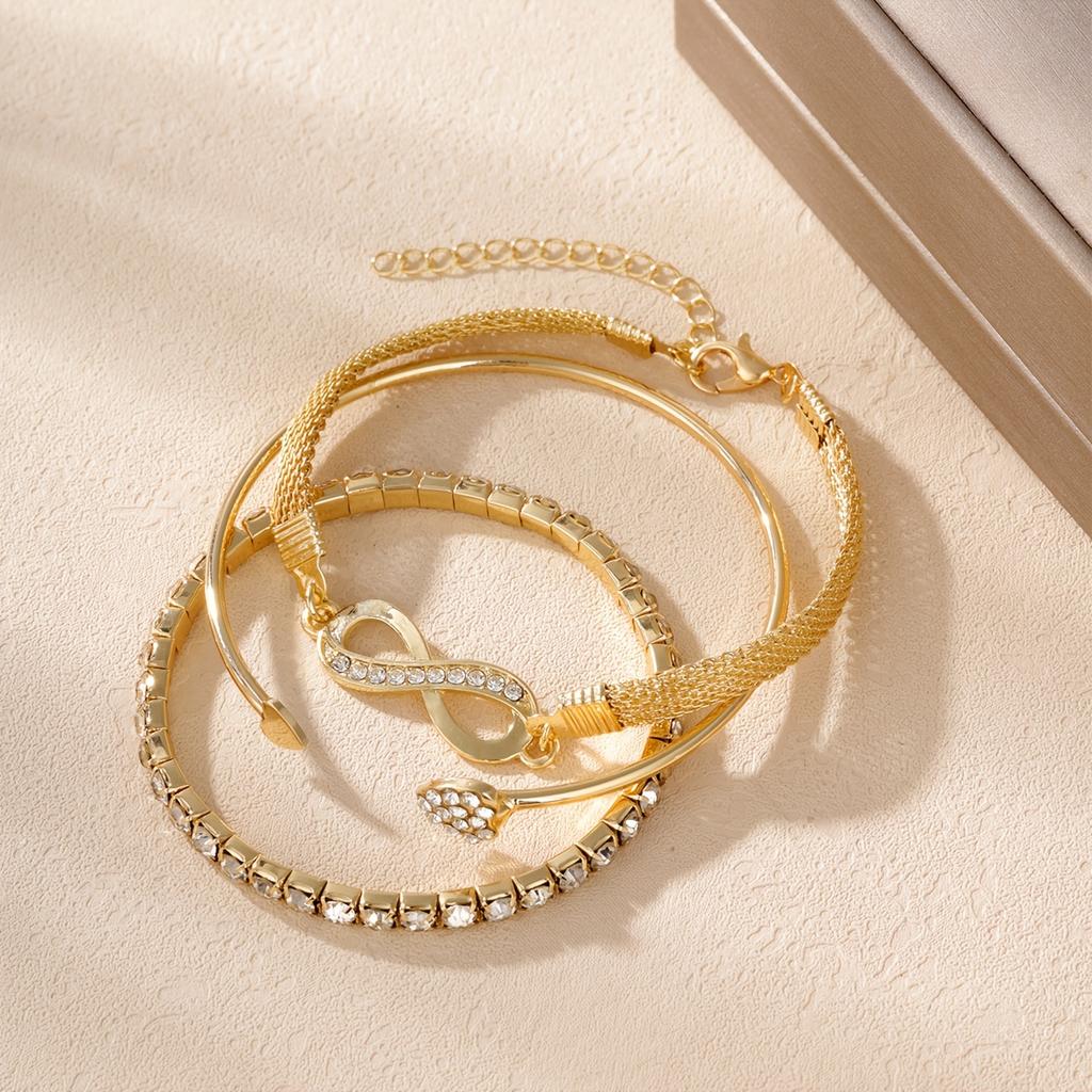Luxury Infinity Symbol Heart Bracelet Set Love  The infinity symbol combination design is slim and lightweight, supports layering and can be worn for