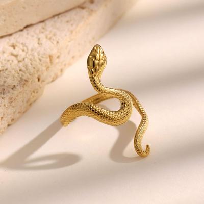 Gold-Plated Titanium Steel Snake Ring for Women – Non-Fading, Light Luxury, High-End Feel