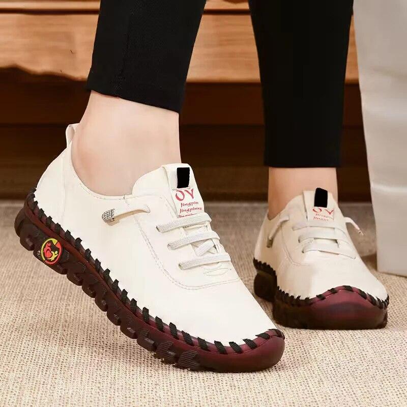 Sneakers Damenschuhe Plateau Loafer Schnürschuhe Leder Flach Slipper Neu Frühling Casual Mom Schuh Mujer Zapatos Chaussure Femme